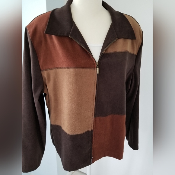 Microsuede Block Pattern Jacket - Picture 3 of 8